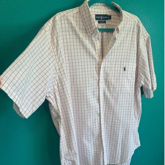Ralph Lauren Pink Grid Big Shirt 100% Cotton Button Up Shirt Men's Large - Picture 4 of 10